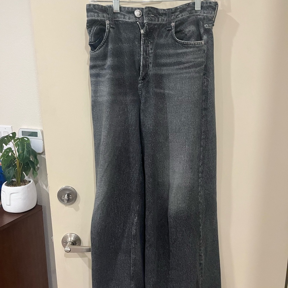 rag & bone viral sweatpant jeans - Miramar High-Rise Wide-Leg Jeans black